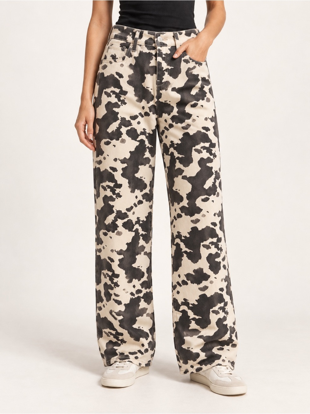 Refrain Los Angeles Cow Print Wide-Leg Jeans Women’s Size 3/26